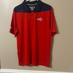 Reebok NHL Center Ice Collection Red Polo Shirt Washington Capitals Shortsleeves